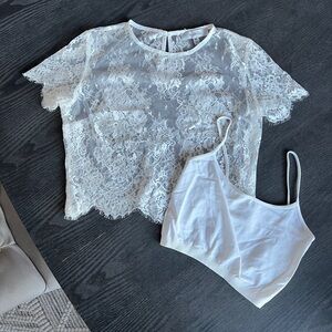 Lace Crop Top and Bralette Set